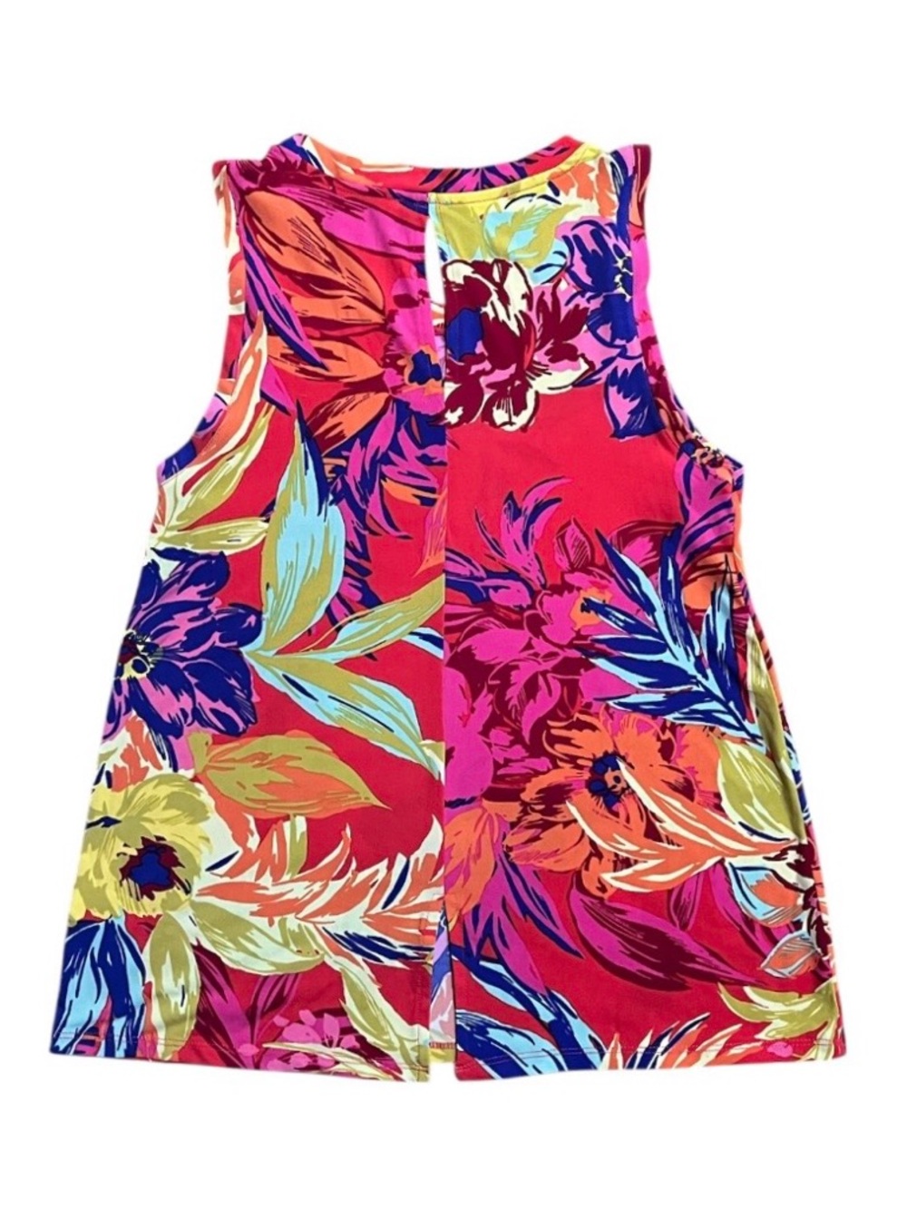 Chaus Tropical Floral Print Sleeveless Top Keyhole Back Size Medium - Picture 4 of 7